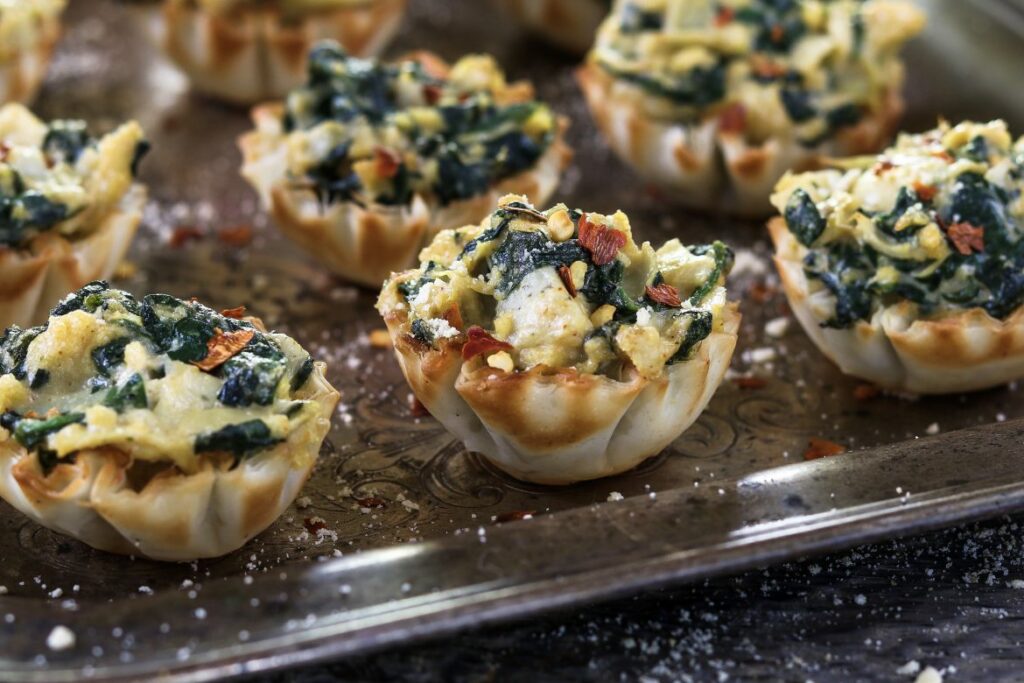 vegan spinach artichoke cups 