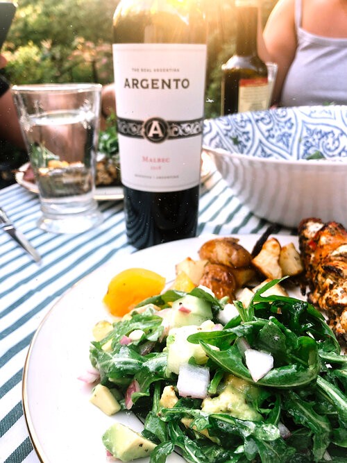 summer salad and wine 